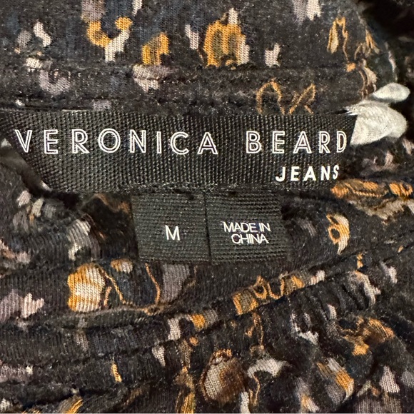 Veronica Beard Revolve Gretna Black Floral Print Ruched Mock Neck Dress Size M - Picture 7 of 12